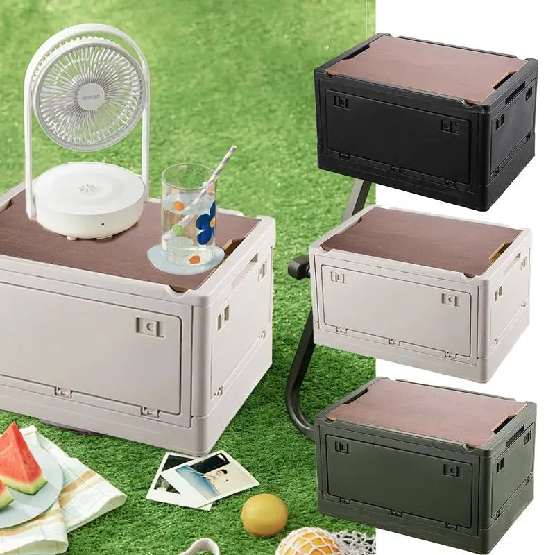 Outdoor Camping Folding Storage Box Large Capacity Vehicle Organizer for Road Trips, Hiking, and Picnics – Durable and Collapsible Tool Storage Solution - Delicate Leather