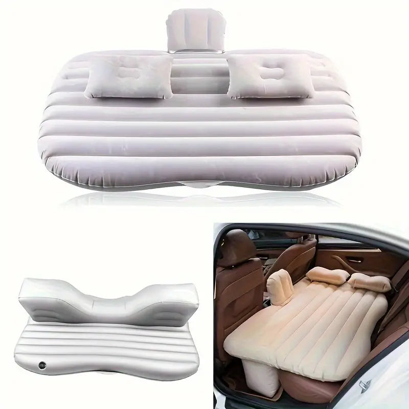 Premium Inflatable Car Mattress for Back Seat – Travel Air Bed with Air Pump and Two Pillows, Ideal for Camping, Road Trips, and SUVs/Trucks - Delicate Leather