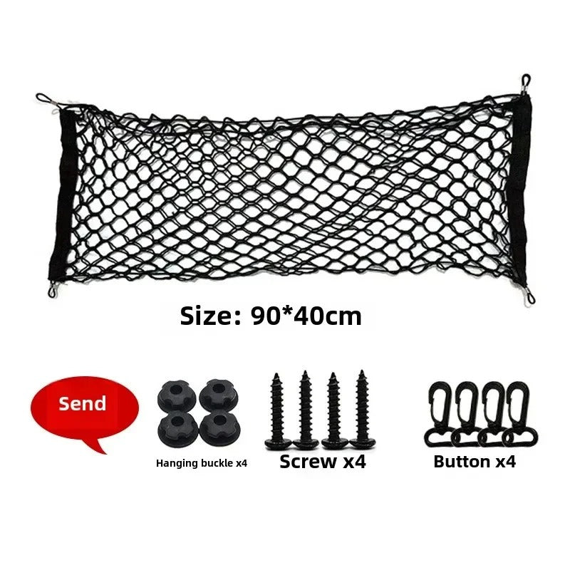 Rear Cargo Nets for SUV - Adjustable Car Trunk Cargo Storage Organizer Mesh Net - Delicate Leather
