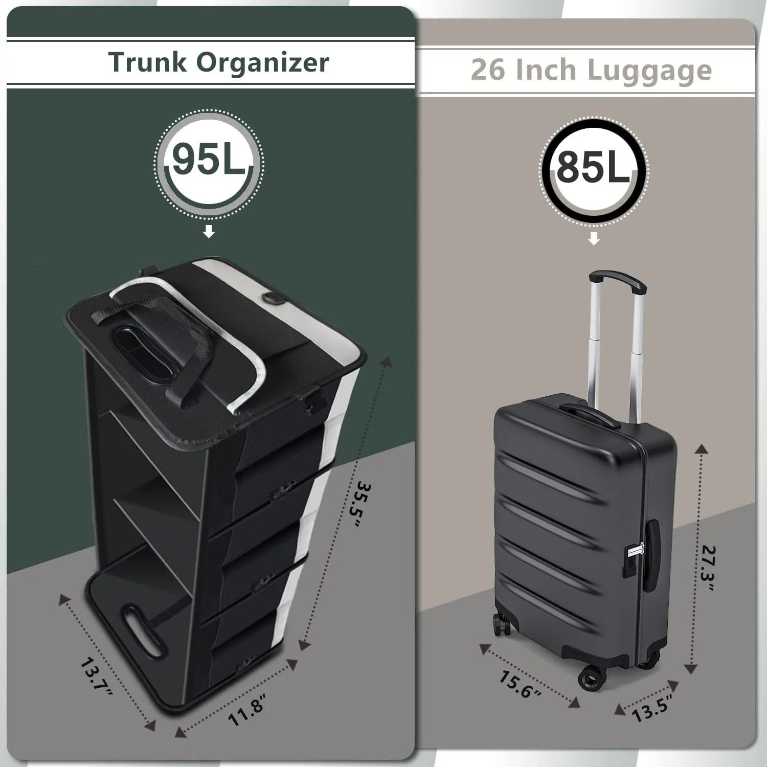 95L Foldable Car Trunk Organizer – Large Capacity Storage Box with Adjustable Straps - Delicate Leather