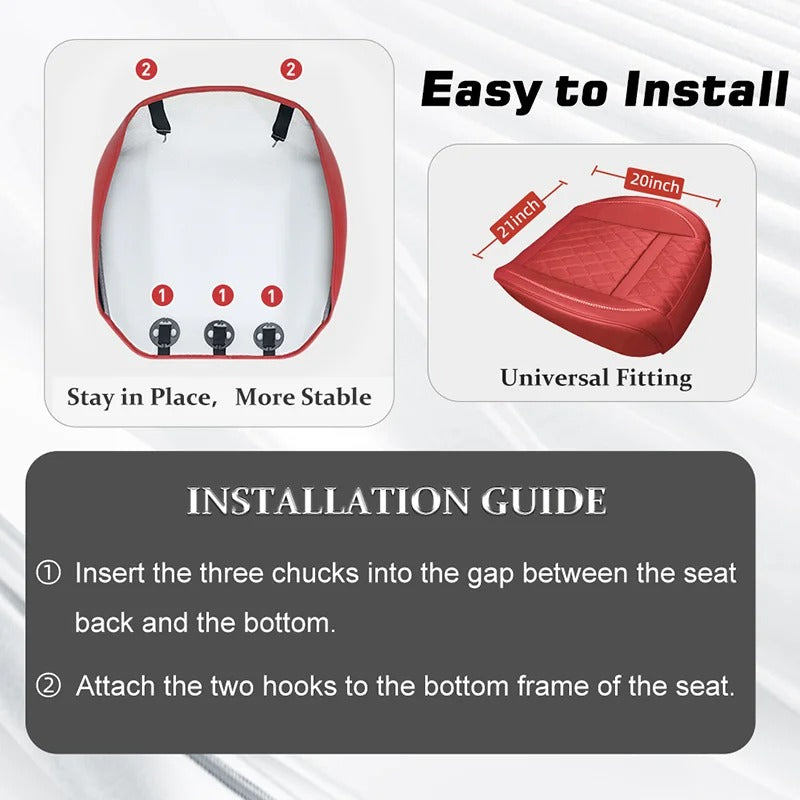 Nappa Leather Car Seat Pad – Waterproof Universal Fit Cushion, Wrap-Around Design Seat Protector - Delicate Leather