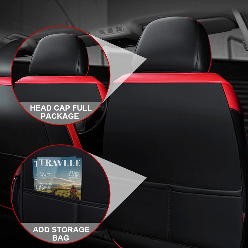 5-Seat Universal PU Leather Car Seat Covers – Full Set Front & Rear Cushions for Sedans, SUVs, Pickup Trucks
