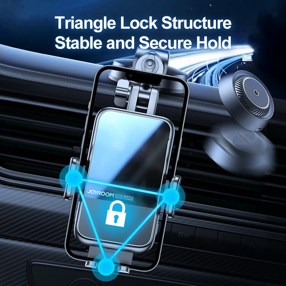 Wireless Charging Car Phone Holder - 15W Fast Charging Auto-Clamping Car Charger - Delicate Leather