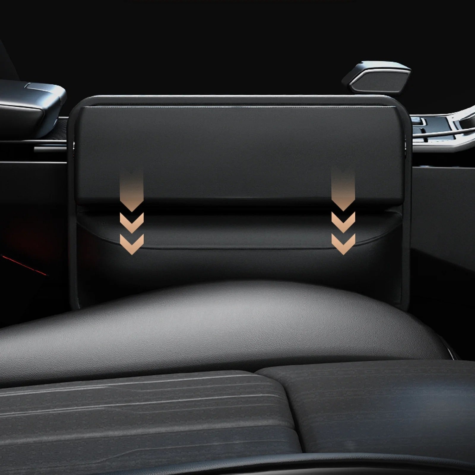 Car Seat Crevice Gaps Storage Box - Seat Organizer Gap Slit Filler Holder for Wallet, Phone, Cigarette - Delicate Leather