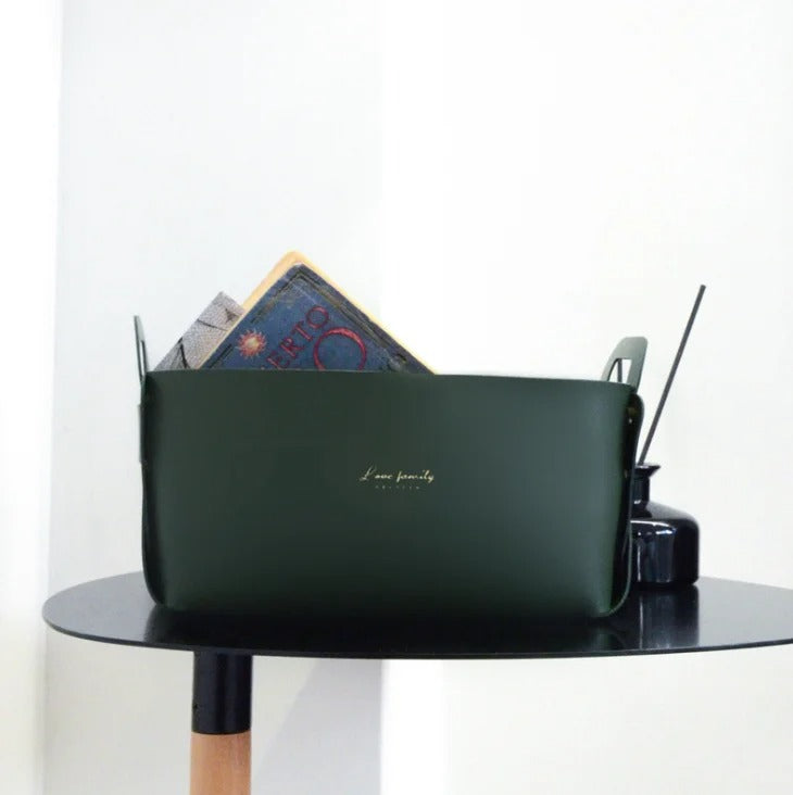 Leather Desktop Large Storage Box Living Room Bedroom Sundries Key Plate Decoration Dice Tray Coins PU Folding Storage - Delicate Leather