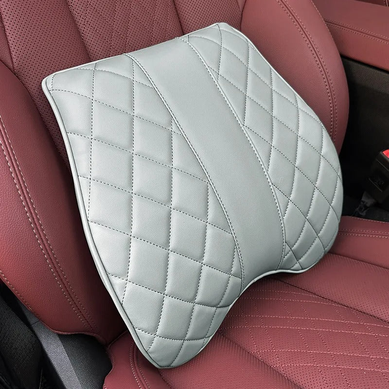 Car Lumbar Support Pillow – Memory Foam Cushion for Lower Back Comfort - Delicate Leather