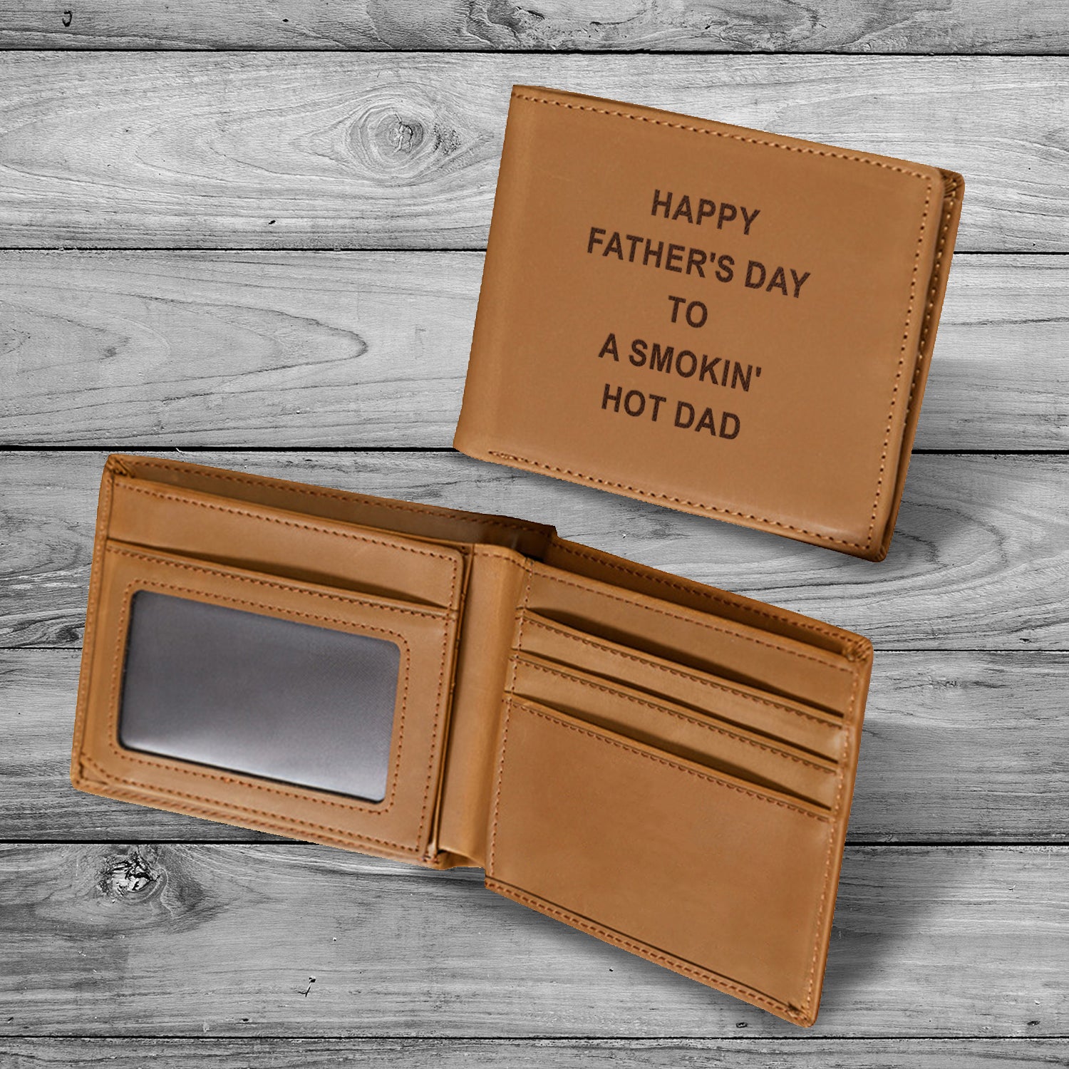 Happy Father's Day to a Smokin' Hot Dad Wallet Men, Leather Wallet For Men, Custom Engraved Wallet, Personalized Gifts For Him, Fathers Day Gifts, Husband, Boyfriend, Dad 14