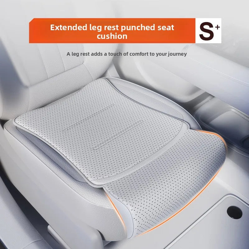 Universal Car Seat Cushion with Extended Footrest – Leather Breathable Non-Slip Seat Cover for Driver and Passenger Comfort - Delicate Leather