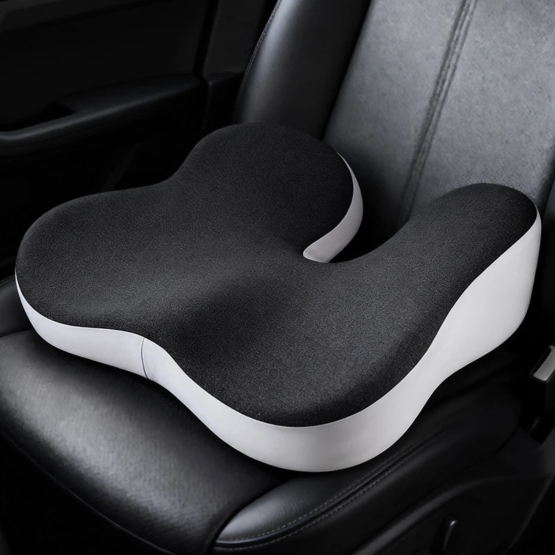 Car Memory Foam Seat Cushion – Ergonomic Sitting Support for Auto and Office Use, Universal Fit - Delicate Leather