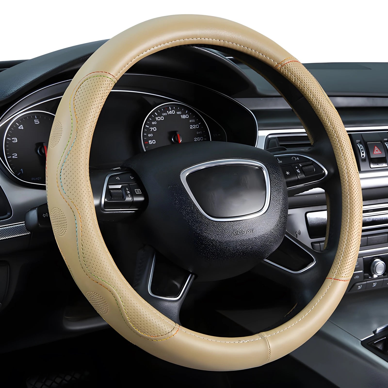 High-Quality Faux Leather Steering Wheel Cover – Wear-Resistant, Breathable, Universal Four-Season Car Handle Cover - Delicate Leather