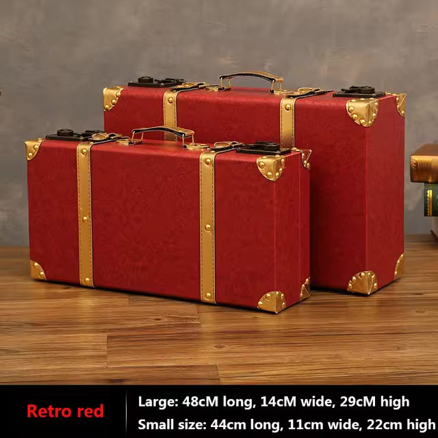 Customized Vintage Travel Suitcases Large Capacity Wooden Luggage, Clothes Storage Organizer Boxes, Decorative Props