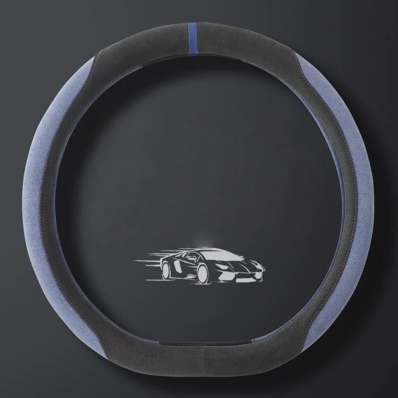 Suede Steering Wheel Cover 37–38cm – Ultra-Thin Breathable Anti-Slip Grip - Delicate Leather