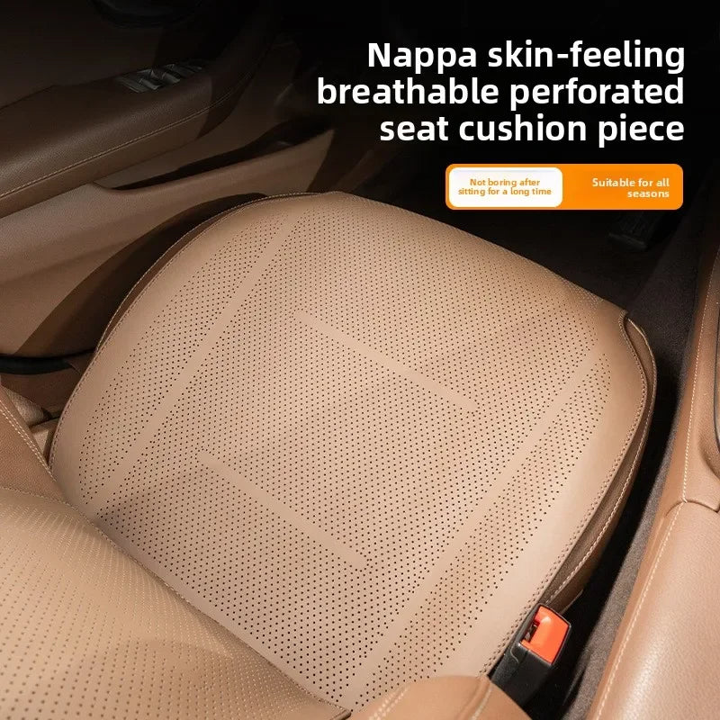 Universal Nappa Leather Car Seat Cover - Four Season Auto Breathable Comfortable Saddle Cushions - Seat Covers for Car Seats - Delicate Leather