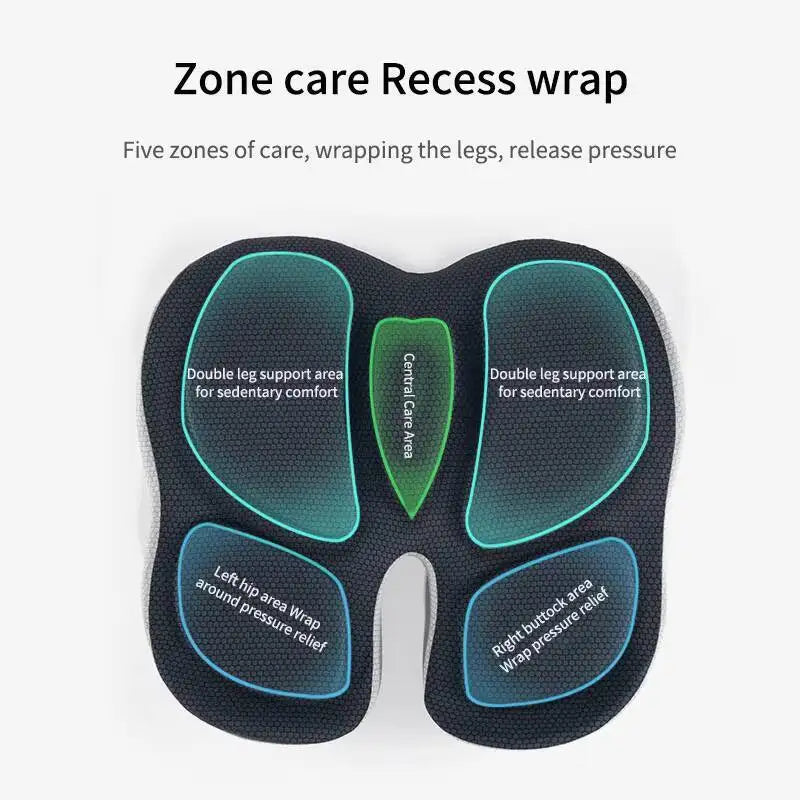 Memory Foam Seat Cushion – Non-Slip Contoured Chair Pad for Office & Car - Delicate Leather