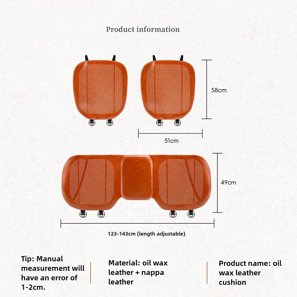 New Car Seat Cover Oil Wax Leather - Breathable Hole Seat Cushion for Volkswagen, Chevrolet, Cadillac, Kia, Haval, Tesla, Mitsubishi, and More - Delicate Leather