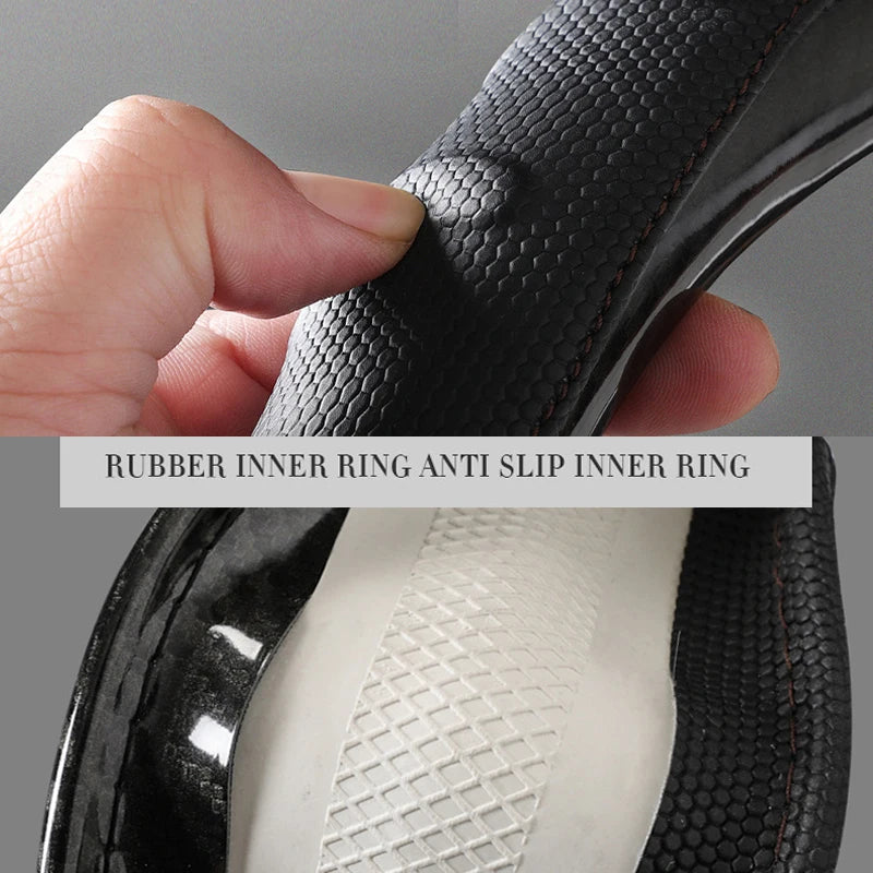 Car Truck PU Leather Embossed Steering Wheel Cover Steering-Wheel For Auto Diameters 36 38 40 42 45 47 50CM 7 Sizes to Choose - Delicate Leather