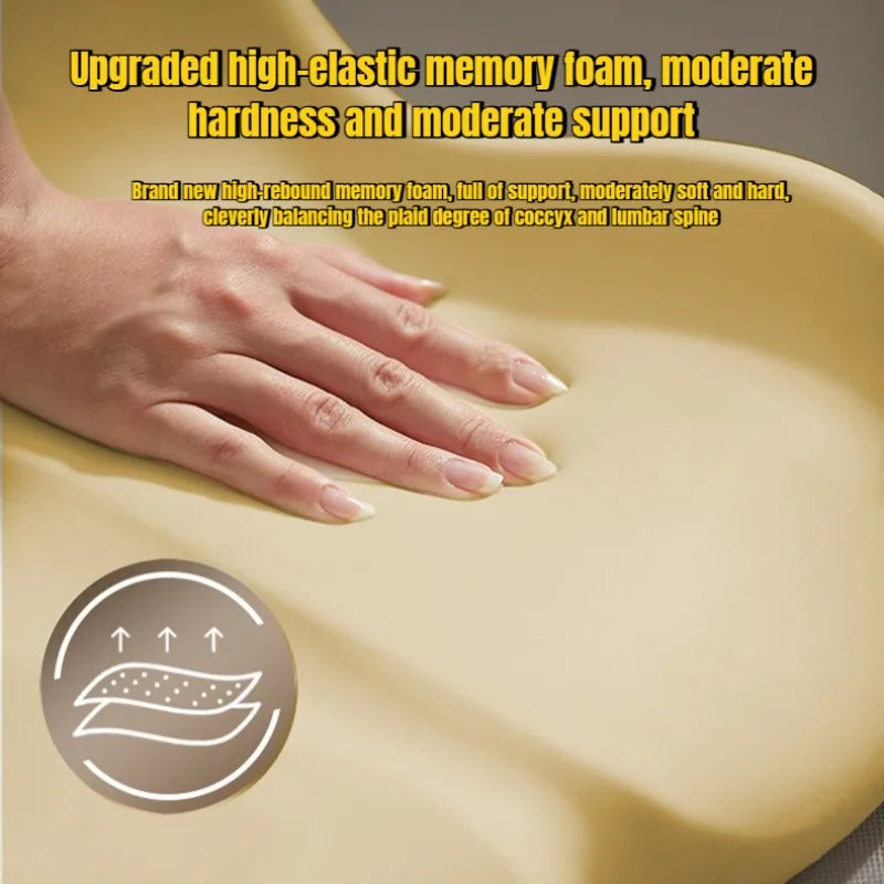 2025 Orthopedic Memory Foam Car Seat Cushion – Non-Slip Coccyx & Sciatica Pain Relief Pillow for Car, Office, or Home - Delicate Leather