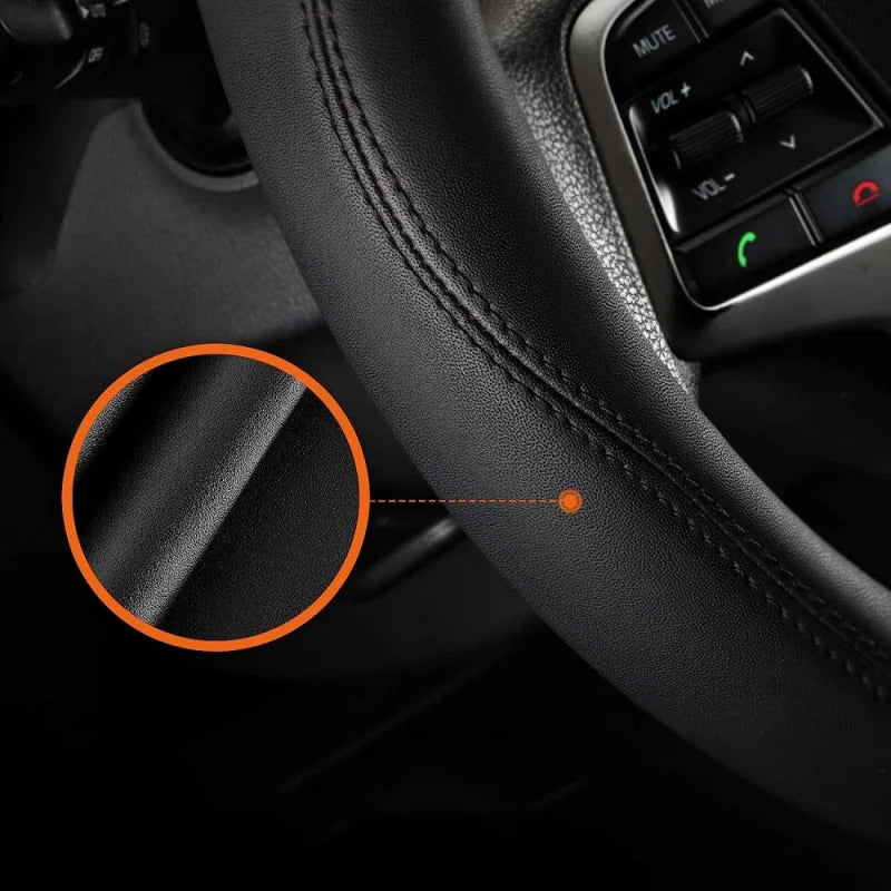 Nappa Leather Steering Wheel Cover – Soft Sweat-Absorbent Grip, Universal Fit, All-Season Use - Delicate Leather