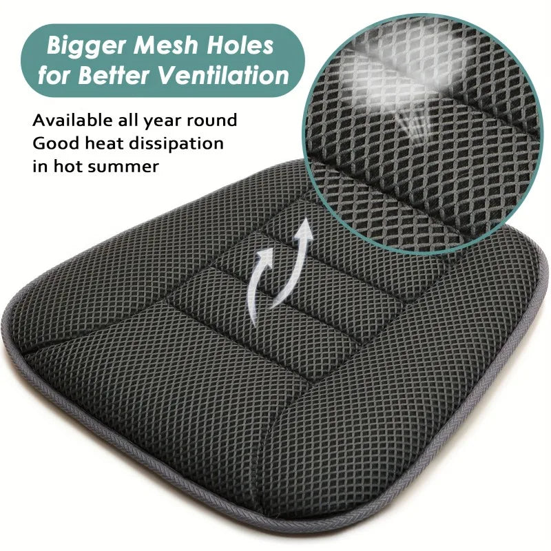 3D Mesh Breathable Seat Cushion – Anti-Slip Washable Pad for Summer Use in Car, Office & Meetings - Delicate Leather