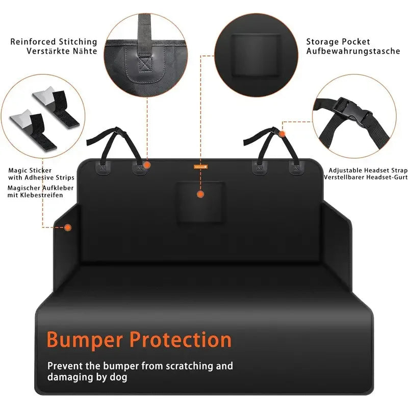 Waterproof Dog Car Seat Cover – Trunk & Backseat Travel Mat Hammock for Small, Medium & Large Dogs - Delicate Leather