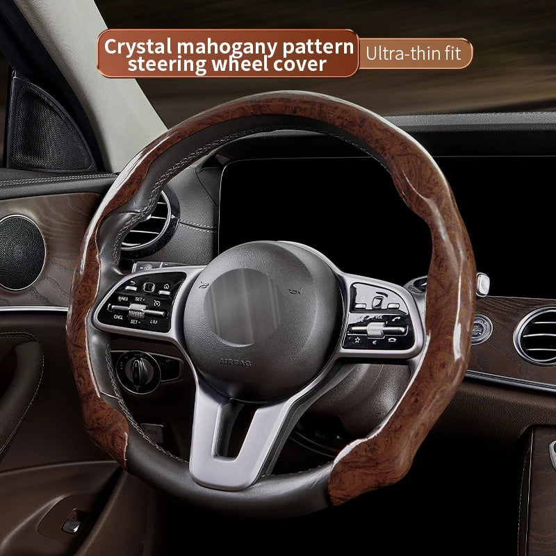 Peachwood Clip Steering Wheel Cover – Anti-Slip, Wear-Resistant PVC, Luxury Sports Car Interior Accessory - Delicate Leather