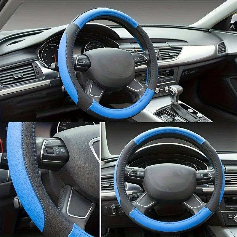 Universal Anti-Slip Leather Steering Wheel Cover – Durable Car Interior Accessory for Sports & Business Vehicles - Delicate Leather