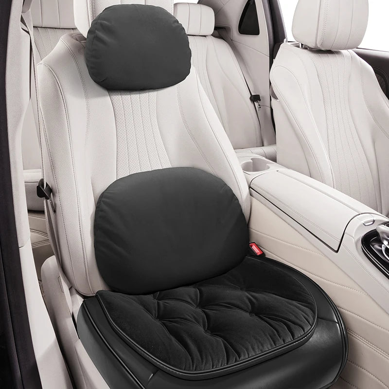 Premium PU Leather & Velvet Car Seat Covers – Cloud-Like Soft, Fluffy, Breathable, Universal Fit Interior Cushion Set - Delicate Leather