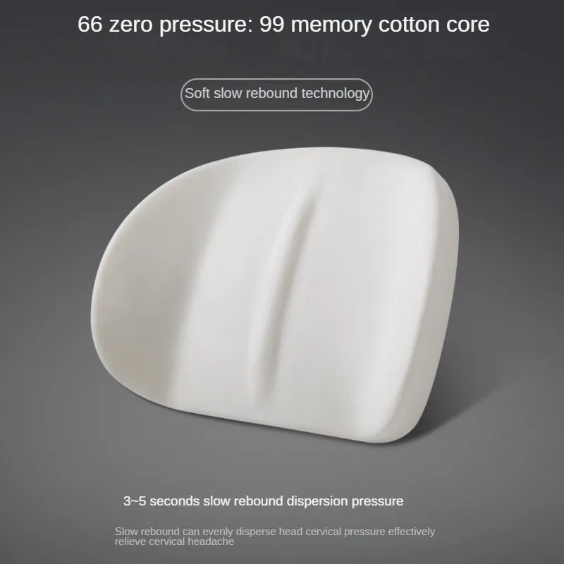 Universal Car Headrest and Lumbar Support Pillow – Memory Foam Neck & Waist Cushion for Car Interior - Delicate Leather