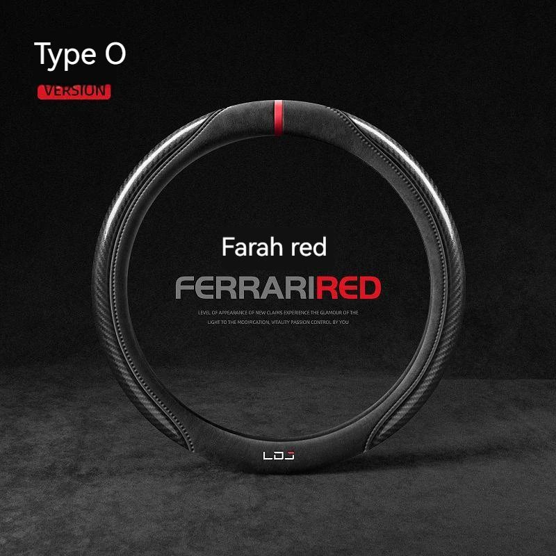 Carbon Fiber Style Steering Wheel Cover – Suede Anti-Slip 38cm Universal Interior Accessory - Delicate Leather