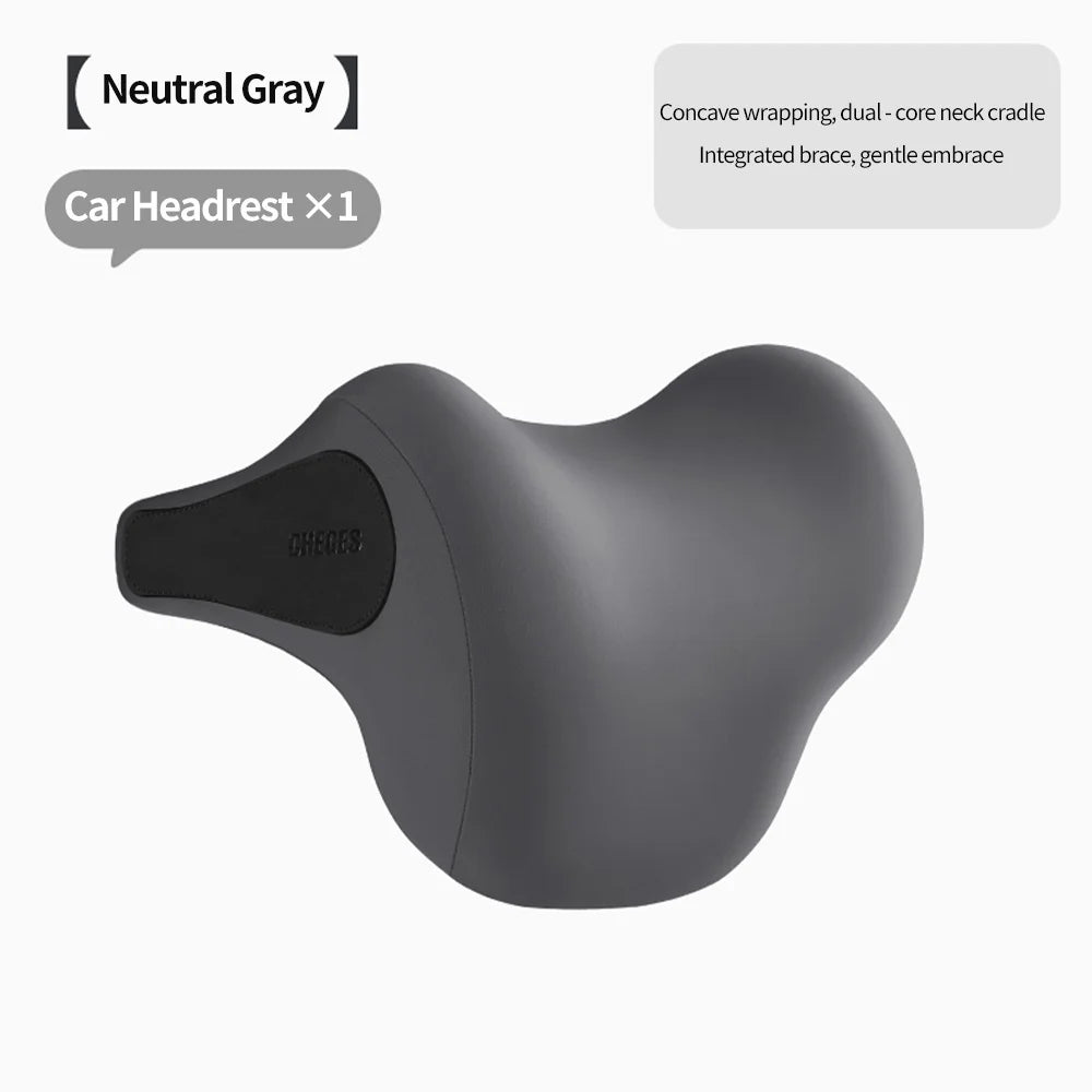 Memory Foam Car Headrest & Lumbar Support Set – Universal Neck and Back Cushion - Delicate Leather