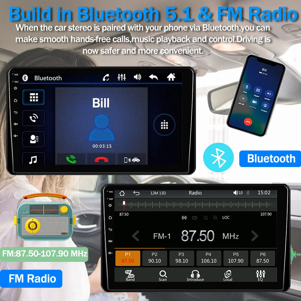 Single Din 9-Inch Car Stereo – Apple CarPlay, Android Auto, Touch Screen Bluetooth Audio with Backup Camera 19 - Delicate Leather