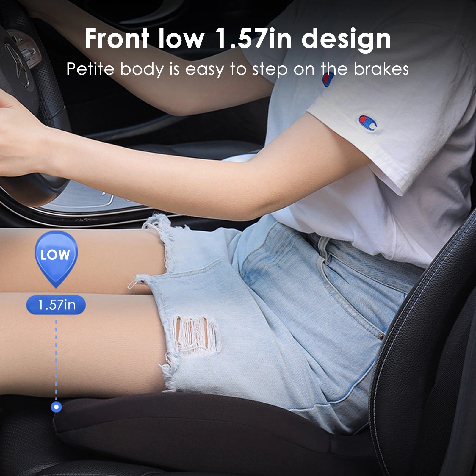 Car Booster Seat Cushion for Driver – Raised Memory Foam Seat Pad, Height-Enhancing Comfort Cushion with Washable Cover - Delicate Leather