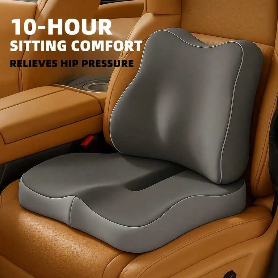 Ergonomic Memory Foam Seat Cushion – Contoured Chair Pad for Office, Car & Gaming - Delicate Leather