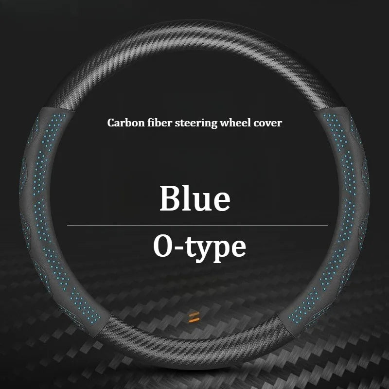 Carbon Fiber Leather Steering Wheel Cover – Universal Anti-Slip Car Steering Protector for Interior Comfort and Grip - Delicate Leather