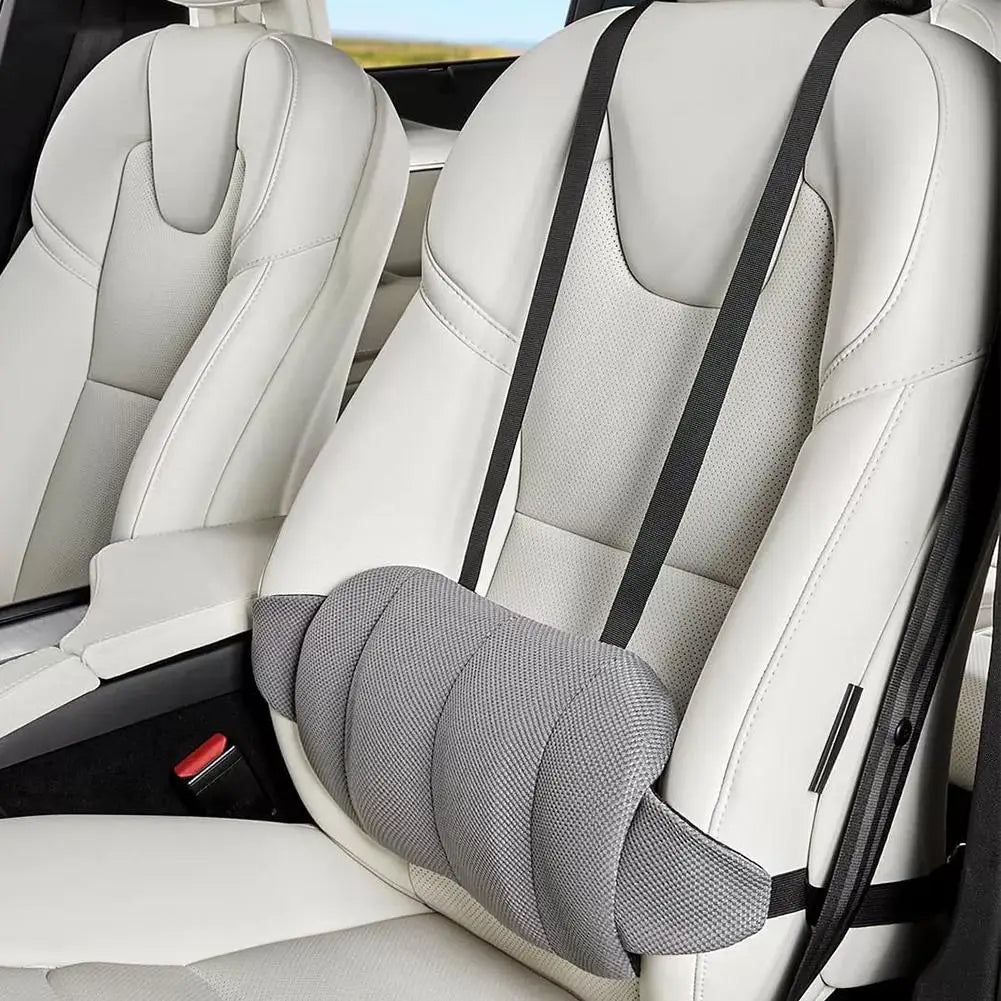 Memory Foam Car Lumbar Cushion – Ergonomic Seat Back Pillow for Vehicle Seats - Delicate Leather
