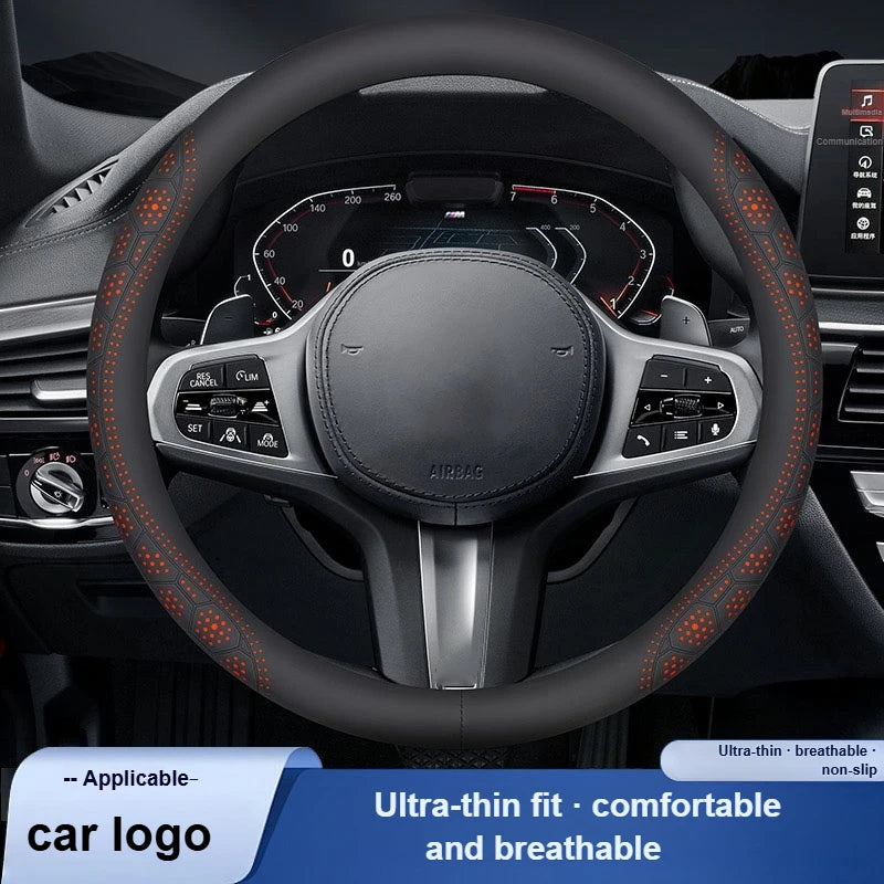 All-Season Universal Steering Wheel Cover – Lightweight Breathable Sweat-Absorbing Non-Slip Protective Wheel Wrap - Delicate Leather
