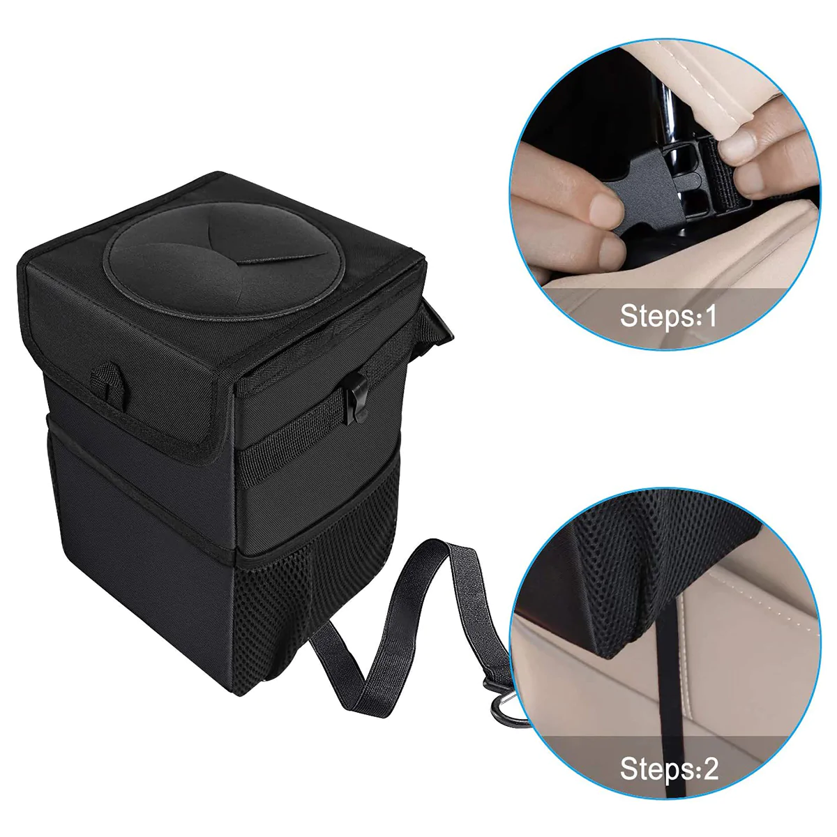 Waterproof Car Trash Can with Lid and Storage Pockets, Custom-Fit For Jaguar, 100% Leak-Proof Car Organizer, Waterproof Car Garbage Can, Multipurpose Trash Bin for Car DLJG234 - Delicate Leather