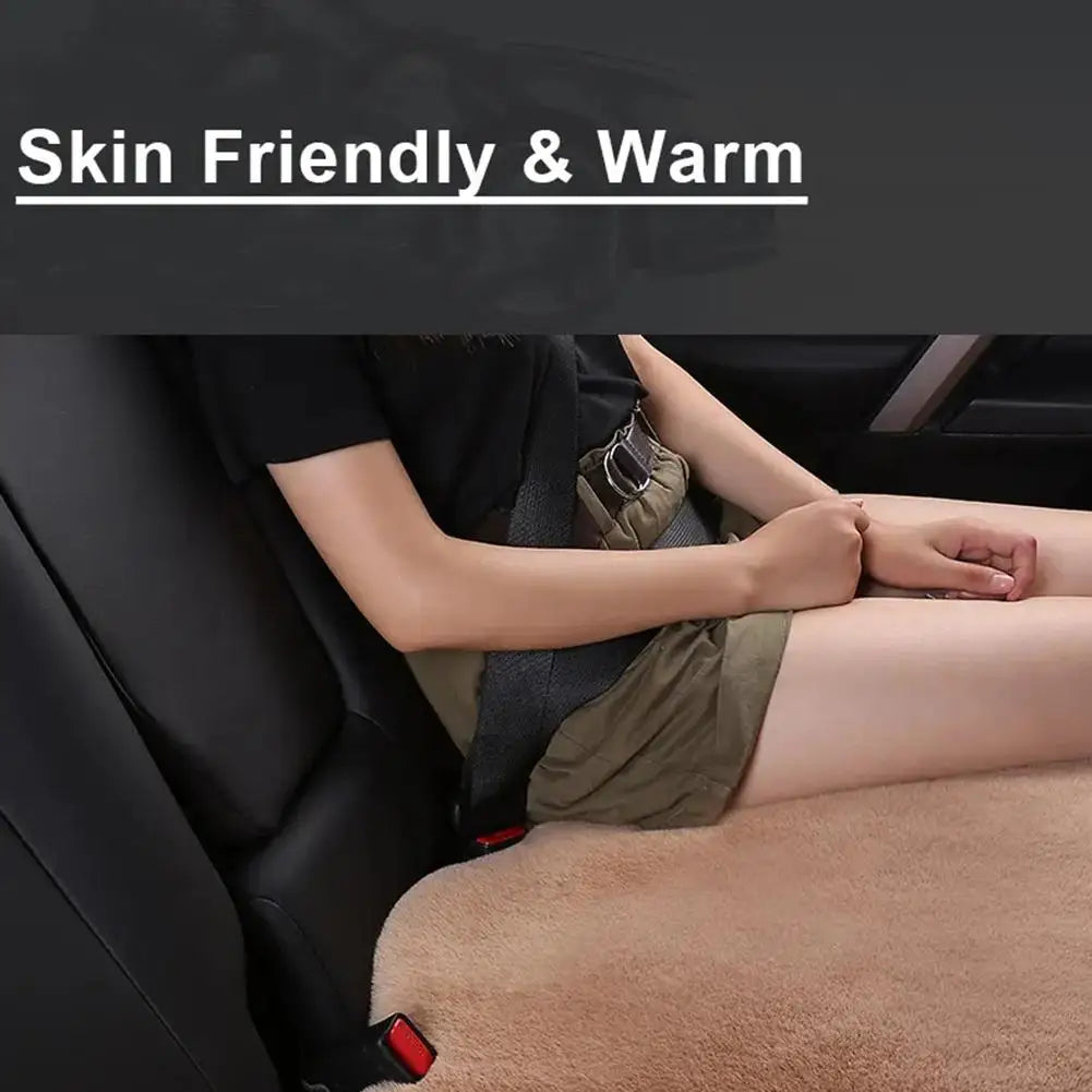 Universal Winter Plush Car Seat Cushion – Thick Soft Imitation Rabbit Fur Warm Anti-Slip Seat Cover Pad - Delicate Leather