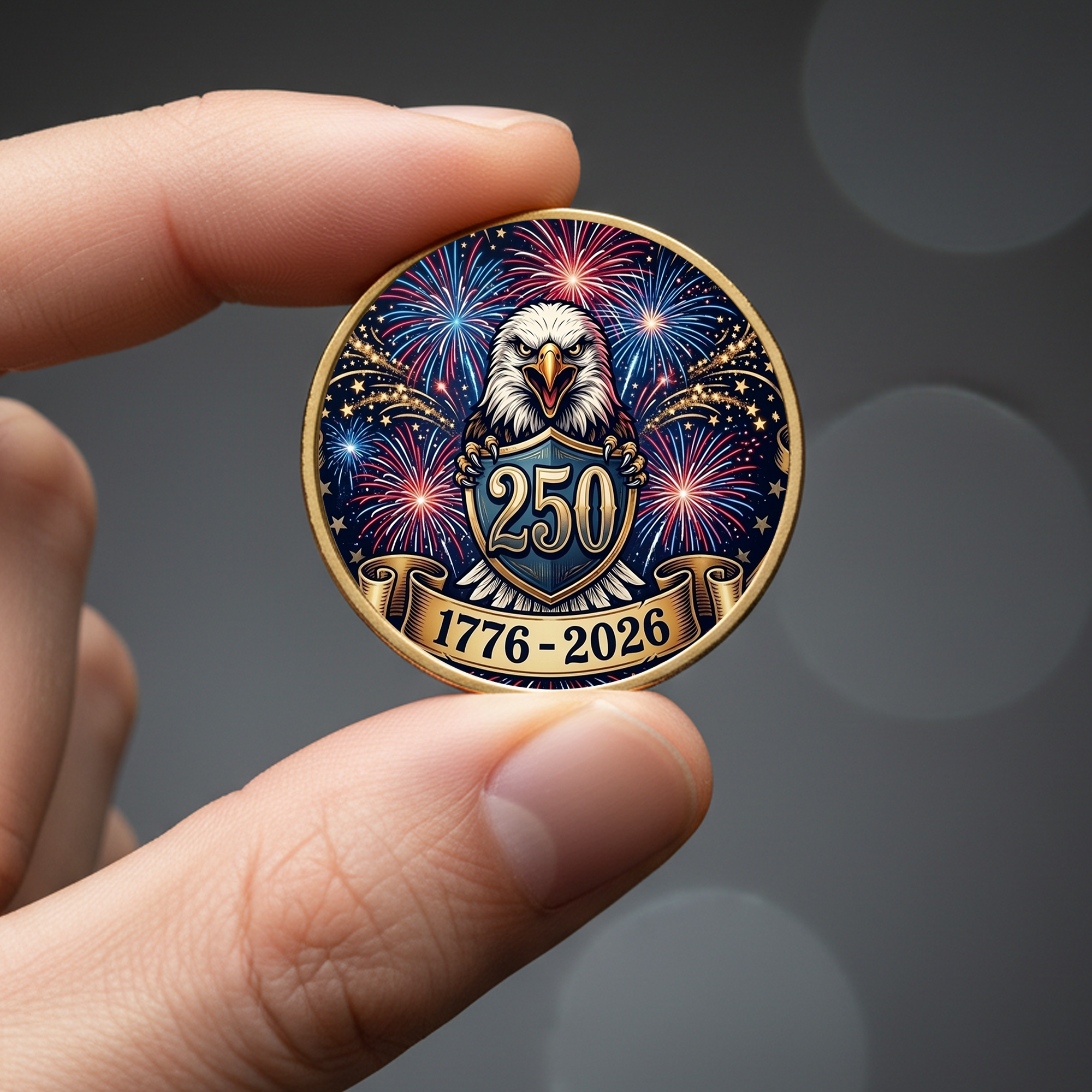 250th Anniversary of America 1776–2026 Commemorative Coin – Patriotic Souvenir Token 05 - Delicate Leather