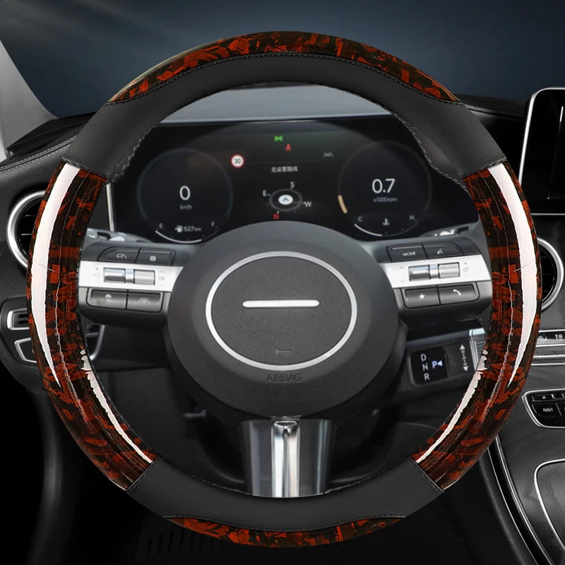 PU Leather Steering Wheel Cover – Anti-Slip Universal Fit Interior Accessory - Delicate Leather