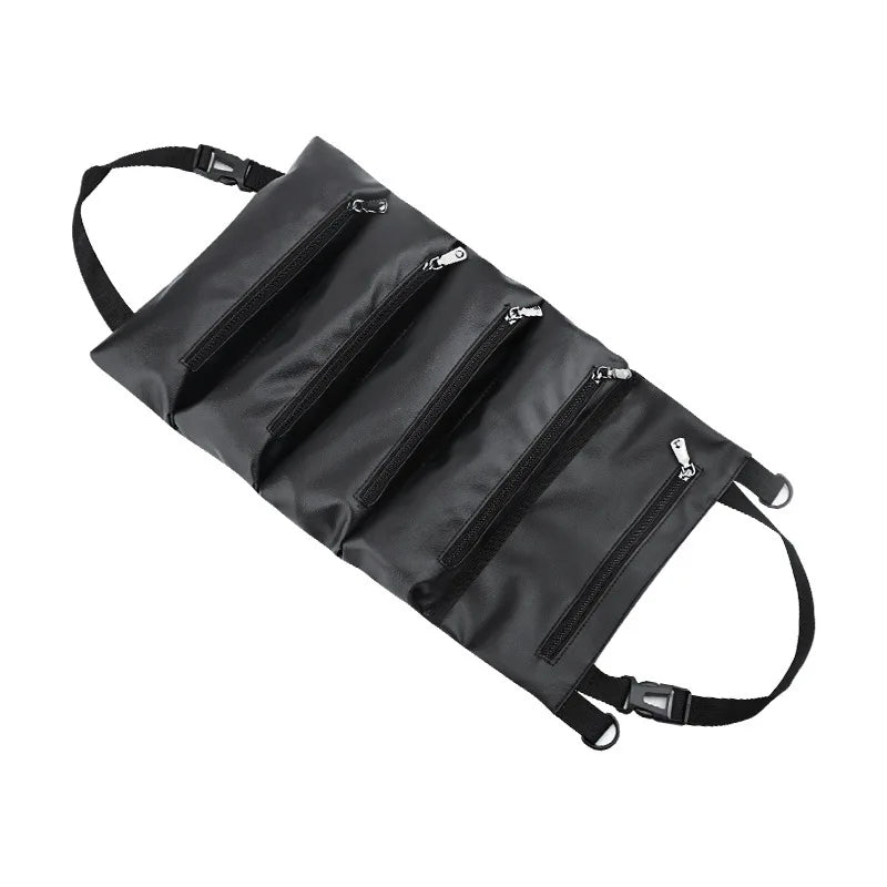 Leather Car Seat Back Roll-Up Tool Bag – Multifunction Backseat Storage Organizer - Delicate Leather