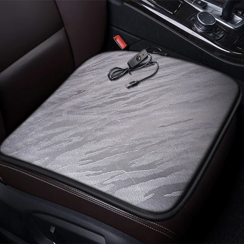 5V USB Heated Seat Cushion – Winter Warmer Anti-Slip Chair Pad for Car, Office & Home (Universal 45×45 cm) - Delicate Leather