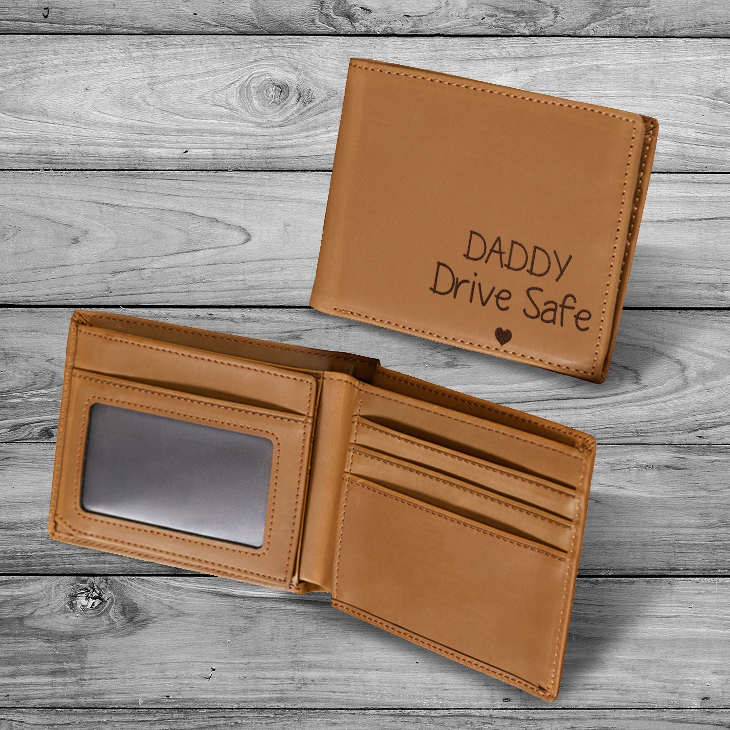 Daddy Drive Safe Wallet Men, Leather Wallet For Men, Custom  Engraved Wallet, Personalized Gifts For Him, Fathers Day Gifts, Husband, Boyfriend, Dad - Delicate Leather