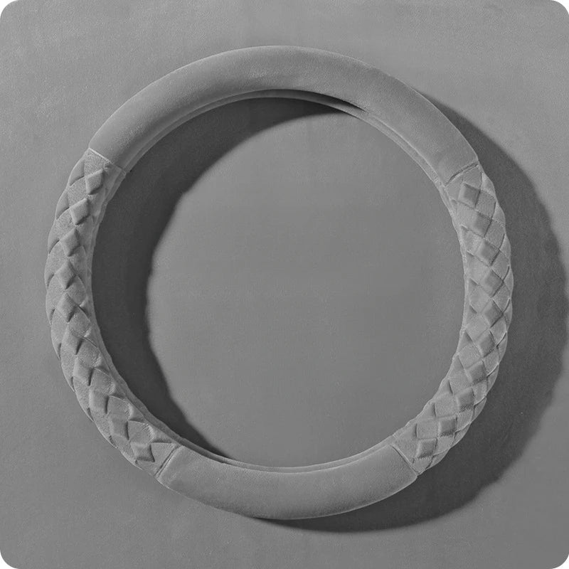 Fuzzy Steering Wheel Cover – Universal Winter Plush Anti-Slip Handle Protector - Delicate Leather