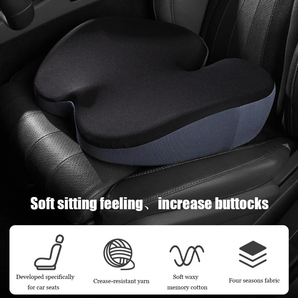 Memory Foam Seat Cushion – Ergonomic Chair Booster Pad for Office, Home, and Car - Delicate Leather