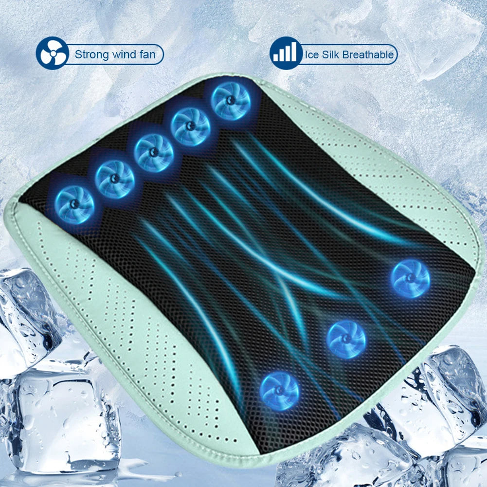 Stay Cool this Summer with the USB Fan Blowing Car Cooling Cushion: 8-Fan Design with 3 Adjustable Gears for Ultimate Ventilation and Comfort in Your Auto Interior - Delicate Leather