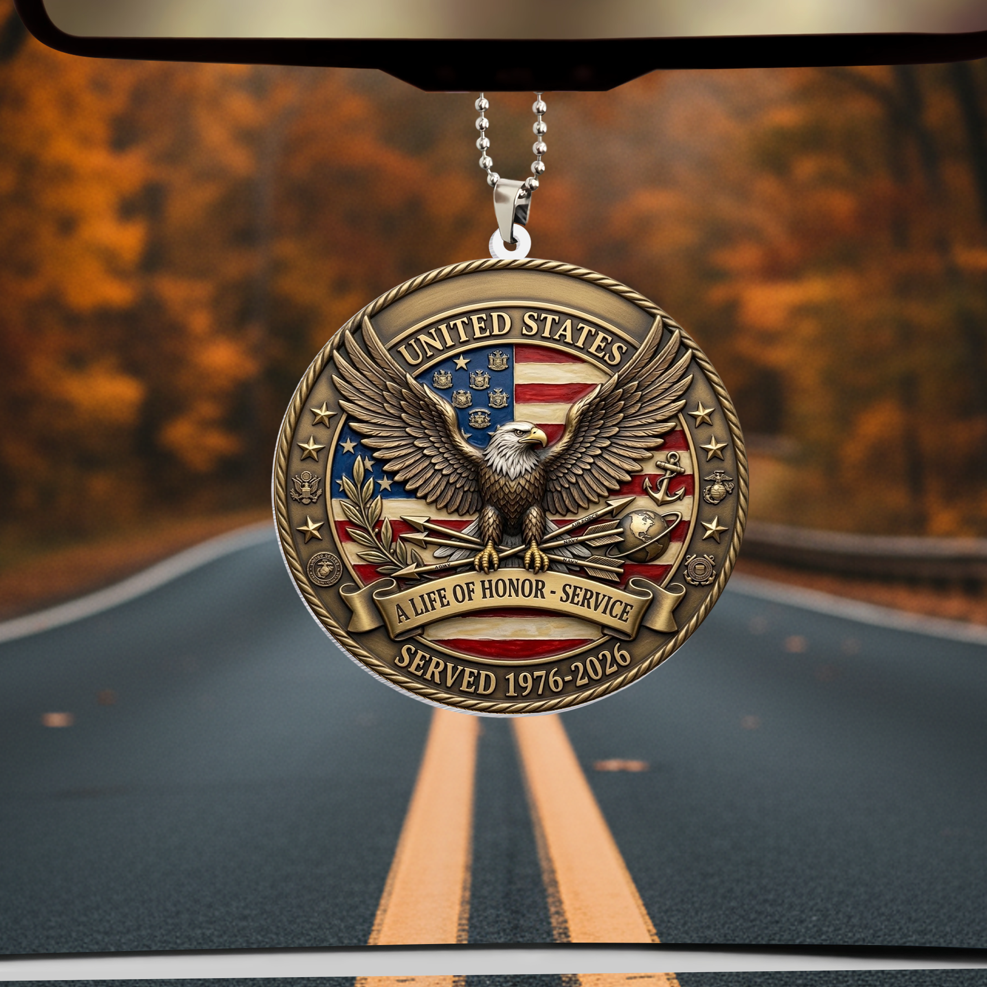 USA 250th Anniversary Rear View Mirror Accessory – Commemorative Hanging Ornament 09 - Delicate Leather