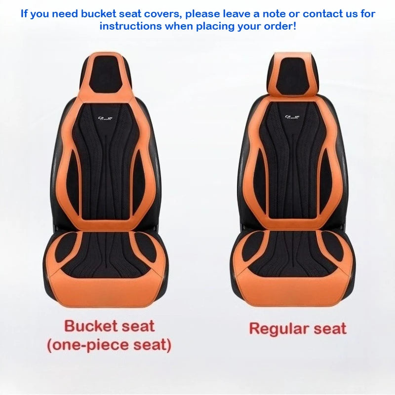 Luxury Suede Leather Car Seat Cover – Full Set Non-Slip Seat Cushion, Universal Car Interior Protection - Delicate Leather