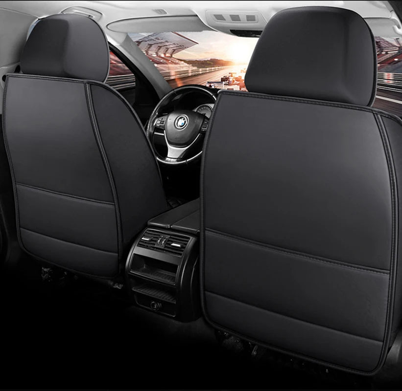 Universal PU Leather Car Seat Covers – Full Protection, Waterproof, Front & Rear Auto Seat Cover for Most Vehicles - Delicate Leather