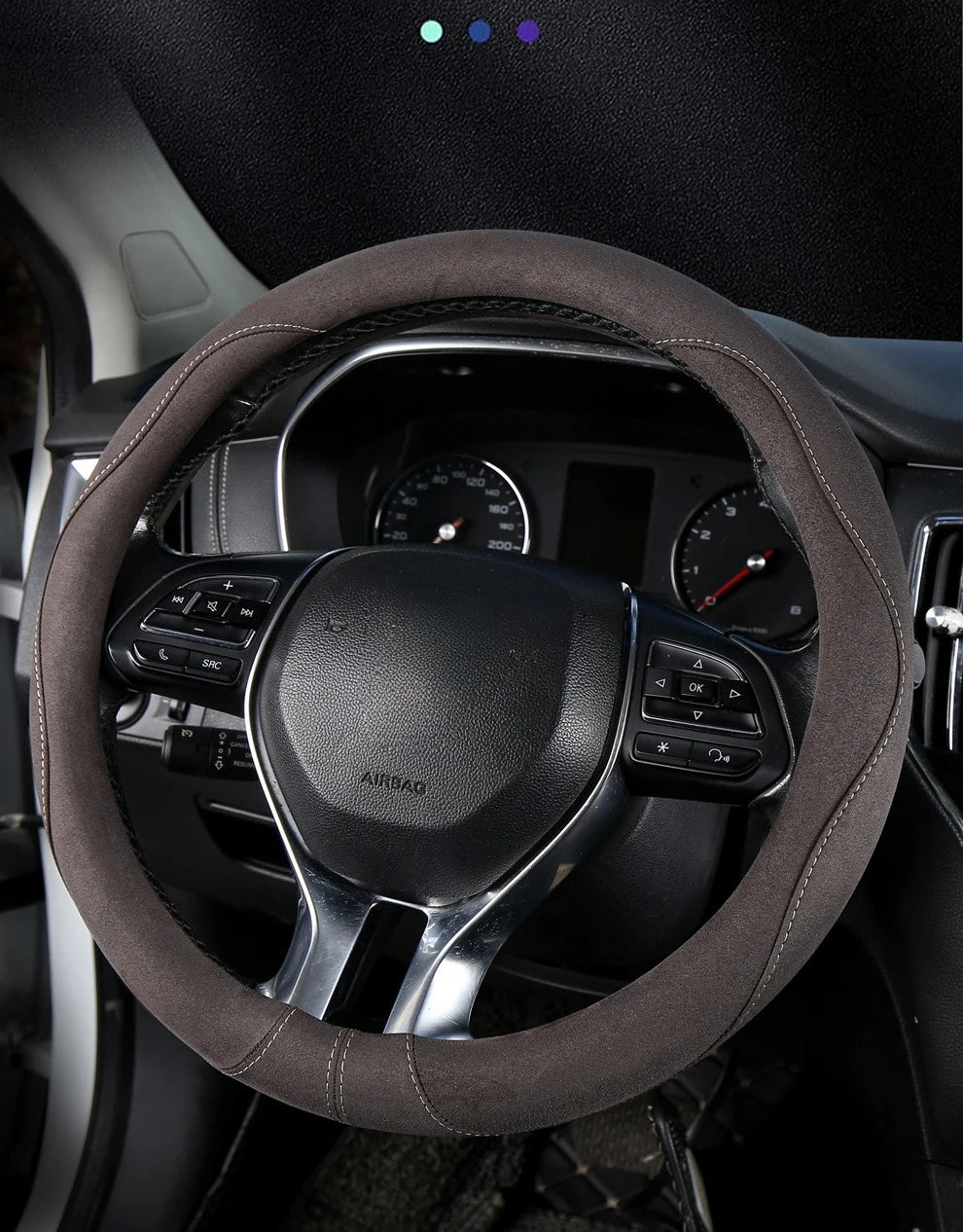 Premium Suede Steering Wheel Cover – Anti-Slip Comfort Grip 14.5–15 Inch Universal Accessory - Delicate Leather